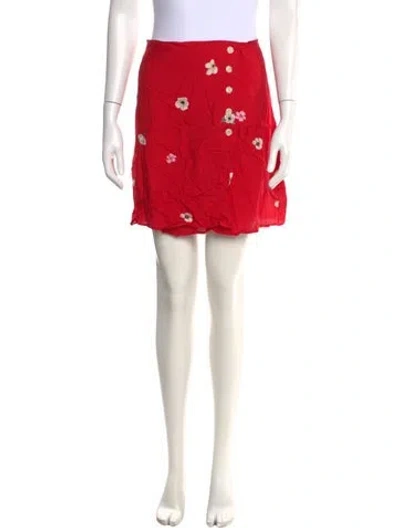 Pre-owned Rouje Floral Print Skirt In Red