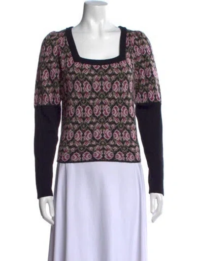 Pre-owned Rouje Floral Print Square Neckline Sweater In Neutrals