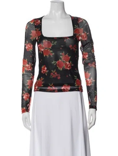 Pre-owned Rouje Floral Print Square Neckline Top In Multi