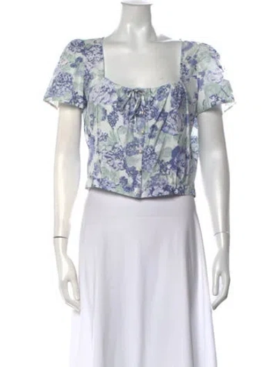 Pre-owned Rouje Floral Print Square Neckline Top In Pink