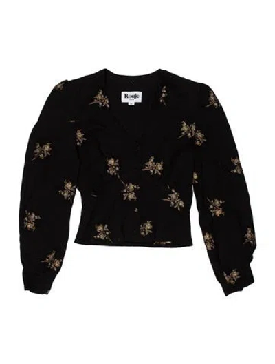 Pre-owned Rouje Floral Print Strapless Crop Top W/ Tags In Black