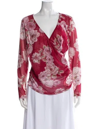 Pre-owned Rouje Floral Print V-neck Blouse In Pink