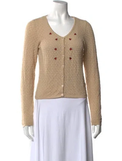 Pre-owned Rouje Floral Print V-neck Sweater In Neutral