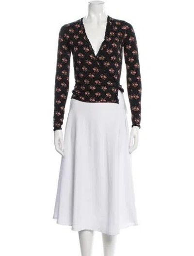 Pre-owned Rouje Floral Print V-neck Top In Multi