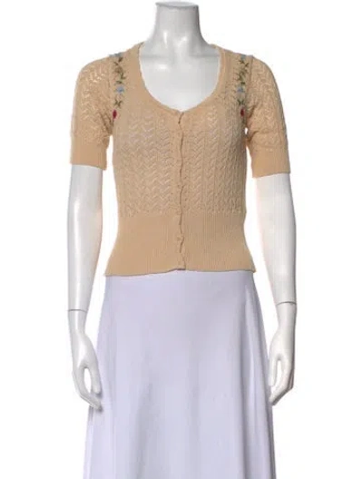 Pre-owned Rouje Floral Print V-neck Top In Neutrals