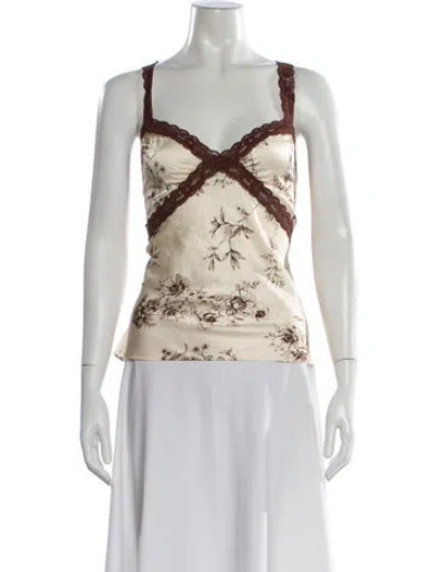 Pre-owned Rouje Floral Print V-neck Top W/ Tags In Multi