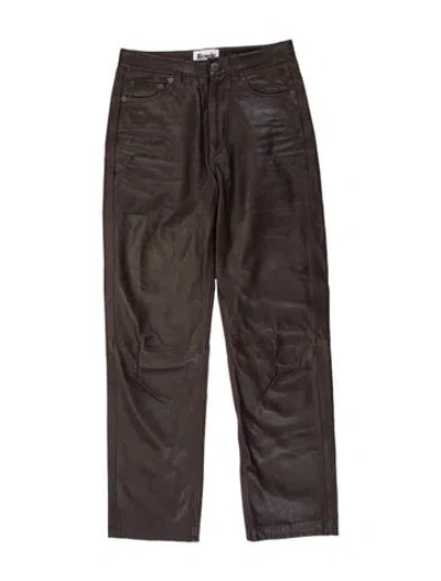 Pre-owned Rouje Lamb Leather Straight Leg Pants In Brown