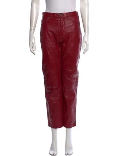 Pre-owned Rouje Lamb Leather Straight Leg Pants In Red