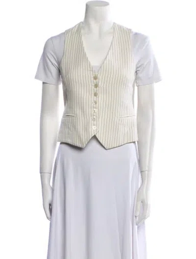 Pre-owned Rouje Linen Striped Vest In White