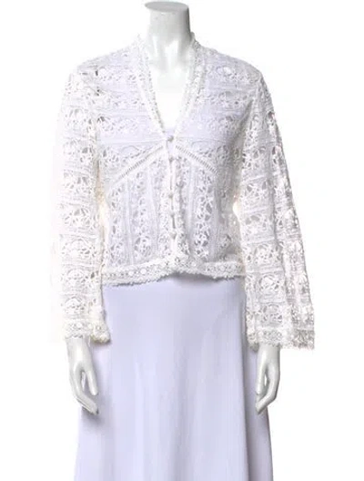 Pre-owned Rouje Linen V-neck Sweater In White