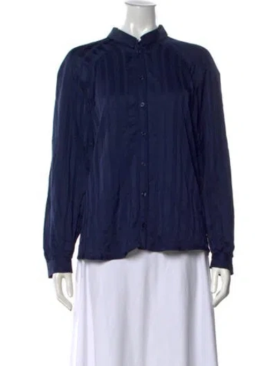 Pre-owned Rouje Long Sleeve Button-up Top In Blue