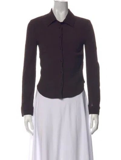 Pre-owned Rouje Long Sleeve Button-up Top In Brown
