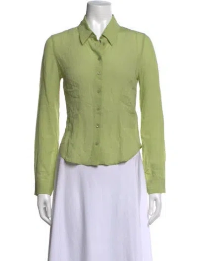 Pre-owned Rouje Long Sleeve Button-up Top W/ Tags In Green