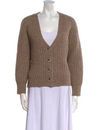 Pre-owned Rouje Merino Wool V-neck Sweater In Brown