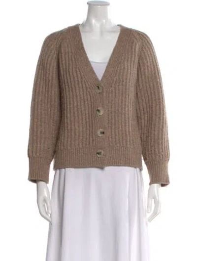 Pre-owned Rouje Merino Wool V-neck Sweater In Brown