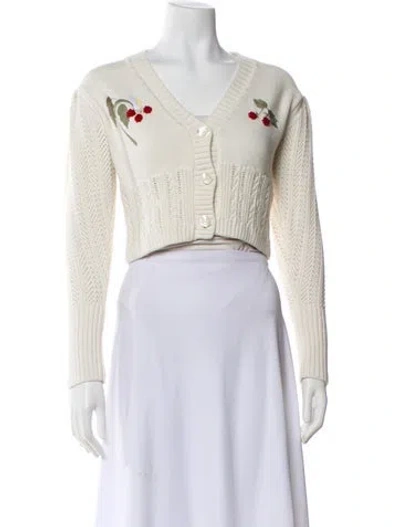 Pre-owned Rouje Merino Wool V-neck Sweater In Neutral