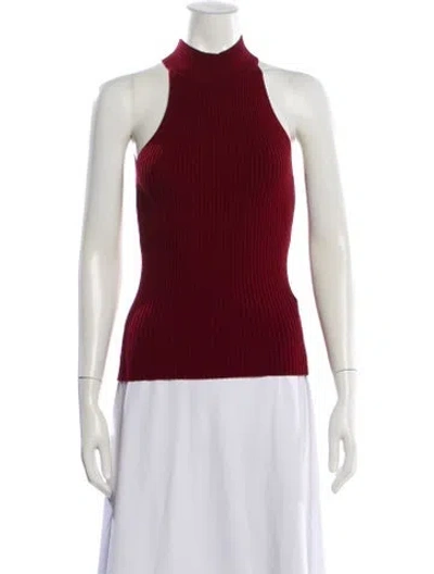 Pre-owned Rouje Mock Neck Sleeveless Top In Red