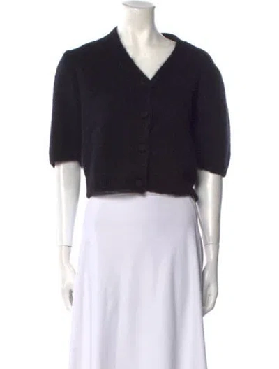 Pre-owned Rouje Mohair V-neck Sweater In Black