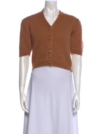 Pre-owned Rouje Mohair V-neck Sweater In Brown