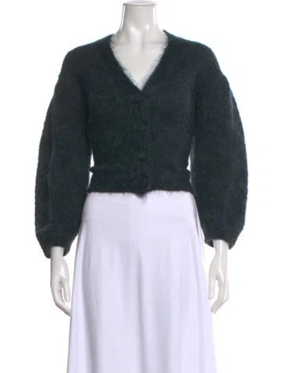 Pre-owned Rouje Mohair V-neck Sweater In Green