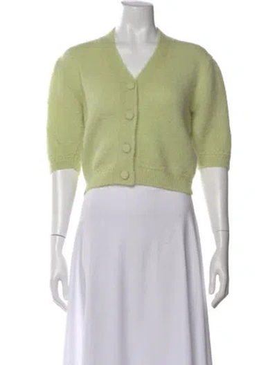 Pre-owned Rouje Mohair V-neck Sweater In Green