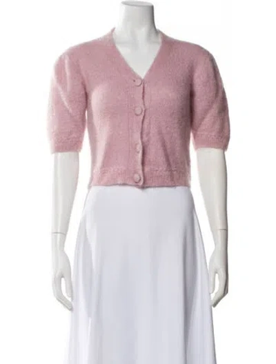 Pre-owned Rouje Mohair V-neck Sweater In Pink