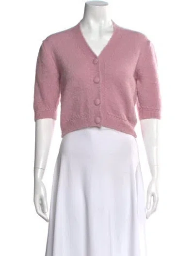 Pre-owned Rouje Mohair V-neck Sweater In Pink