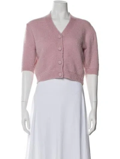 Pre-owned Rouje Mohair V-neck Sweater In Pink