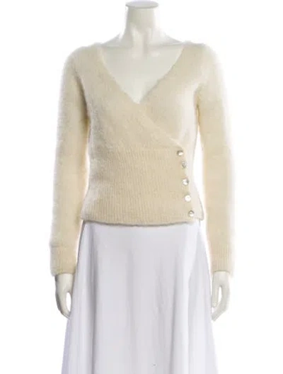 Pre-owned Rouje Mohair V-neck Sweater In Yellow