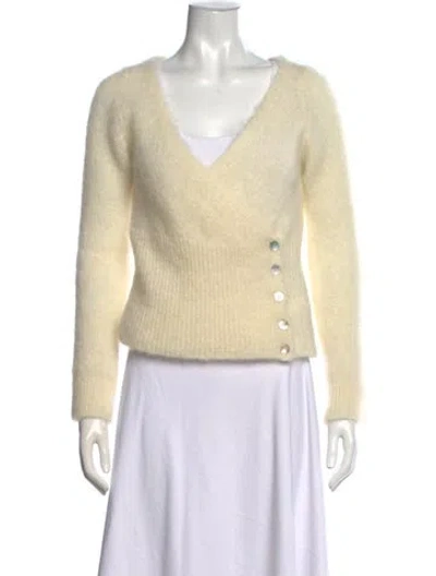 Pre-owned Rouje Mohair V-neck Sweater In Yellow
