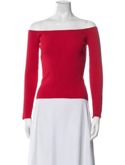 Pre-owned Rouje Off-the-shoulder Long Sleeve Top In Red