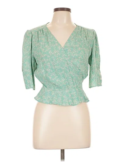Pre-owned Rouje Paris 3/4 Sleeve Blouse In Green