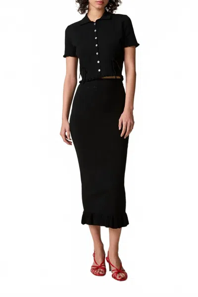 Rouje Paris Javotte Compact Knit Pencil Skirt In Noir In Black