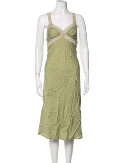 Pre-owned Rouje Patterned Midi Length Dress In Green