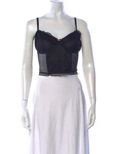 Pre-owned Rouje Patterned V-neck Crop Top W/ Tags In Blue