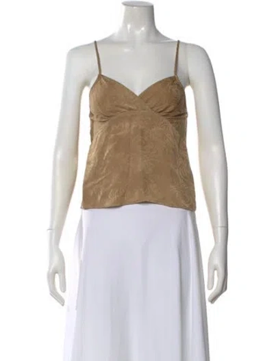Pre-owned Rouje Patterned V-neck Top In Neutral