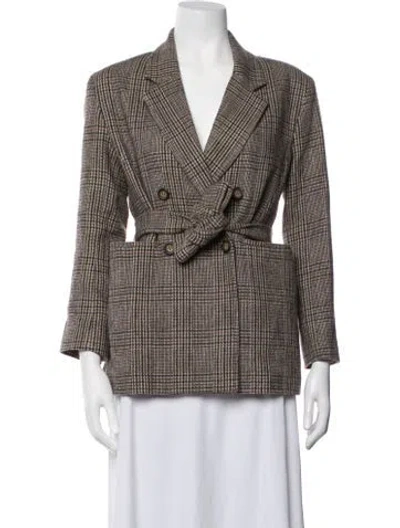 Pre-owned Rouje Plaid Print Blazer In Brown