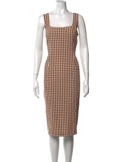 Pre-owned Rouje Plaid Print Midi Length Dress In Multicolor