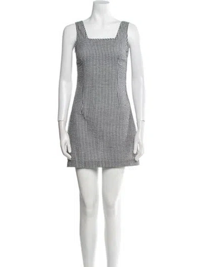 Pre-owned Rouje Plaid Print Mini Dress In White