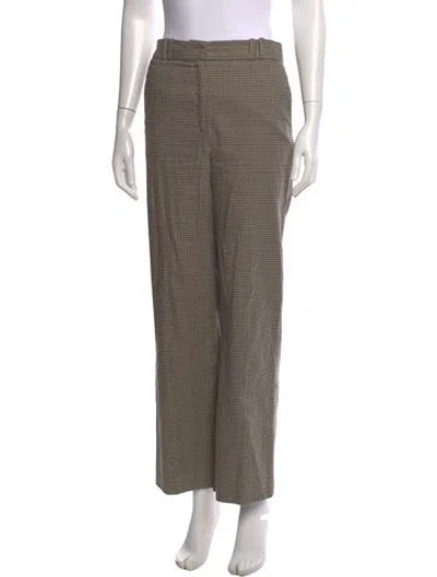 Pre-owned Rouje Plaid Print Straight Leg Pants In Brown