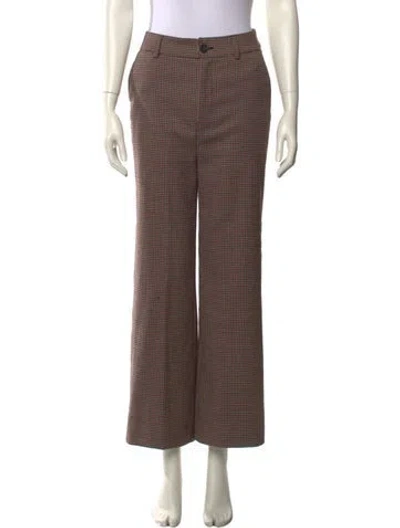 Pre-owned Rouje Plaid Print Wide Leg Pants In Gray