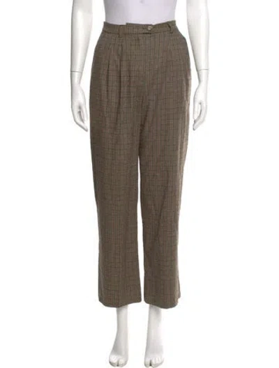 Pre-owned Rouje Plaid Print Wide Leg Pants In Neutral
