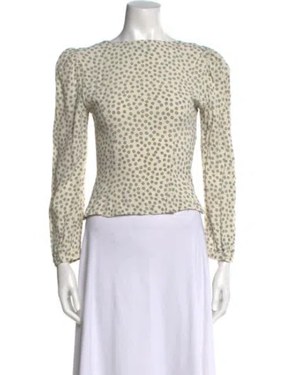 Pre-owned Rouje Polka Dot Print Bateau Neckline Crop Top In Neutral
