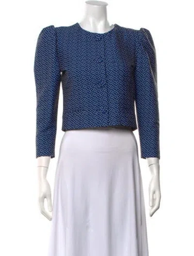 Pre-owned Rouje Polka Dot Print Crew Neck Top In Blue