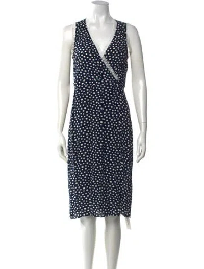 Pre-owned Rouje Polka Dot Print Knee-length Dress In Blue