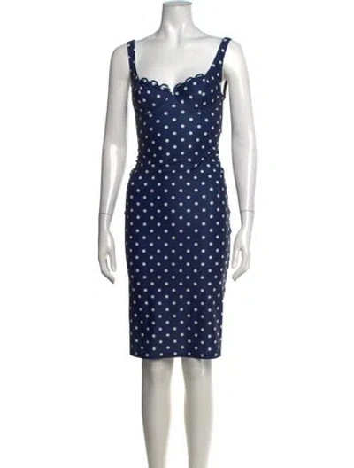 Pre-owned Rouje Polka Dot Print Knee-length Dress In Blue