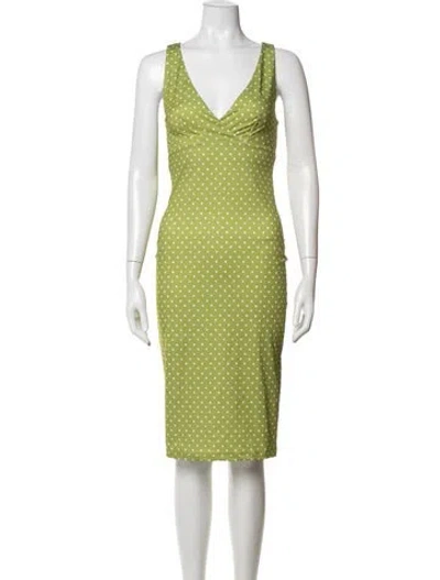 Pre-owned Rouje Polka Dot Print Knee-length Dress W/ Tags In Green