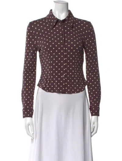 Pre-owned Rouje Polka Dot Print Long Sleeve Button-up Top In Purple