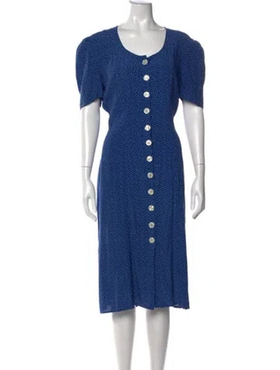 Pre-owned Rouje Polka Dot Print Midi Length Dress In Blue