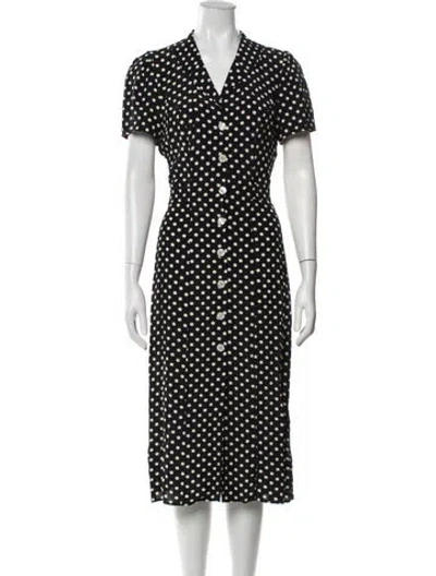 Pre-owned Rouje Polka Dot Print Midi Length Dress In Blue